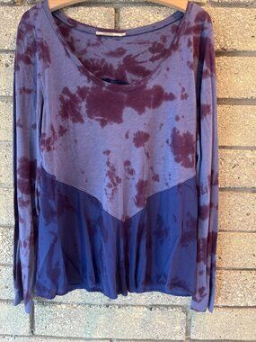Language Purple & Burgundy Tie Dye Long Sleeve Top L
